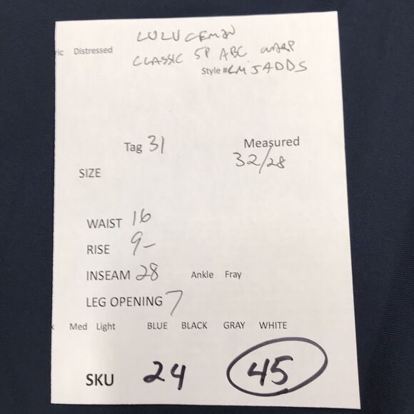 LULULEMON Pants Men 31 (32x28) Navy Classic 5 Pocket ABC Warpstreme Chino - Picture 12 of 12